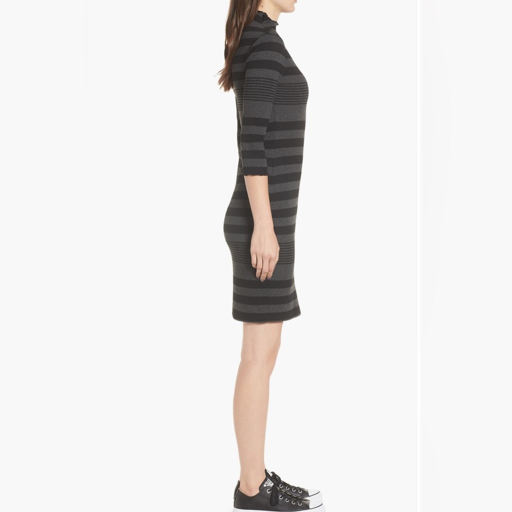 Socialite Nordstrom Black Gray Striped Mini Dress M - Picture 4 of 17